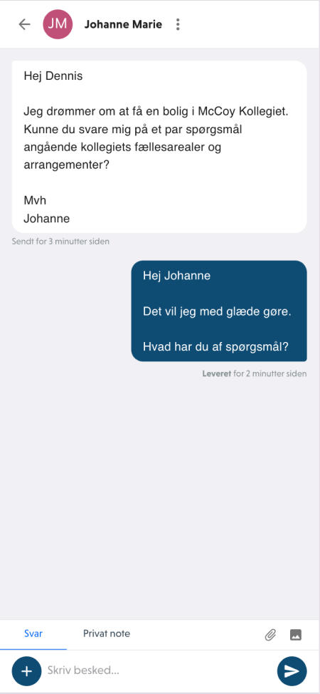 Chat med dine leads via Bolig.io på mobilen